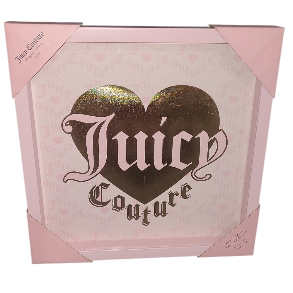 Juicy Couture Pink and Gold Printed Art - 14x14